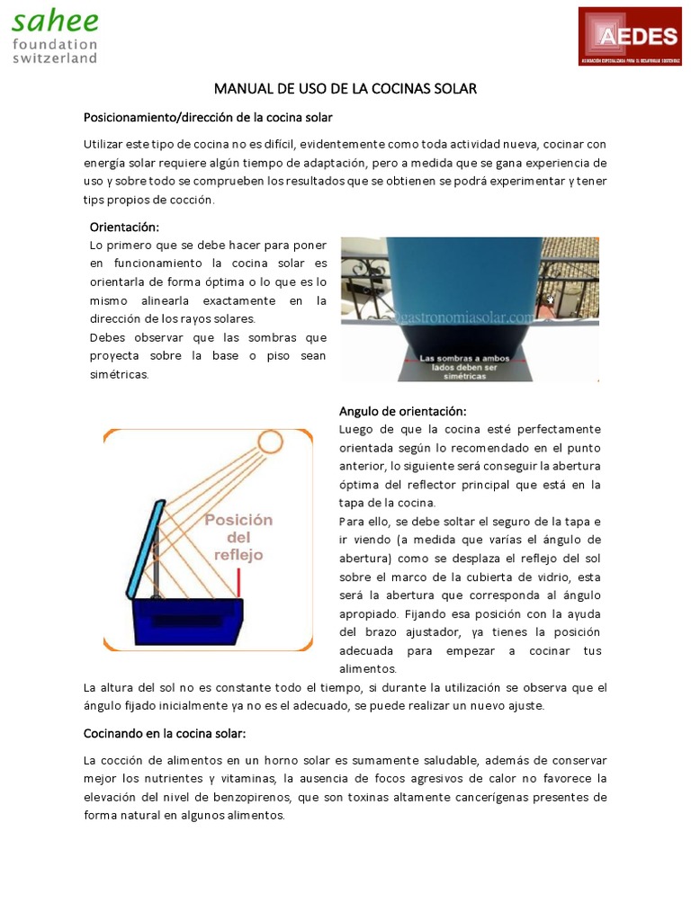 Manual de Uso de Cocinas Solares | PDF | Estufa de cocina | Cocinando