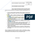 Politica de Seguridad y Salud en El Trabajo