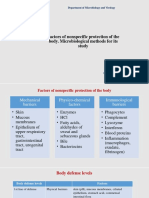 Factors of nonspecific protection of the body: Microbiological methods for its study