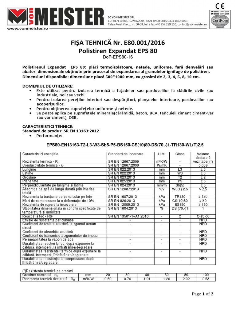 Fisa Tehnica | PDF