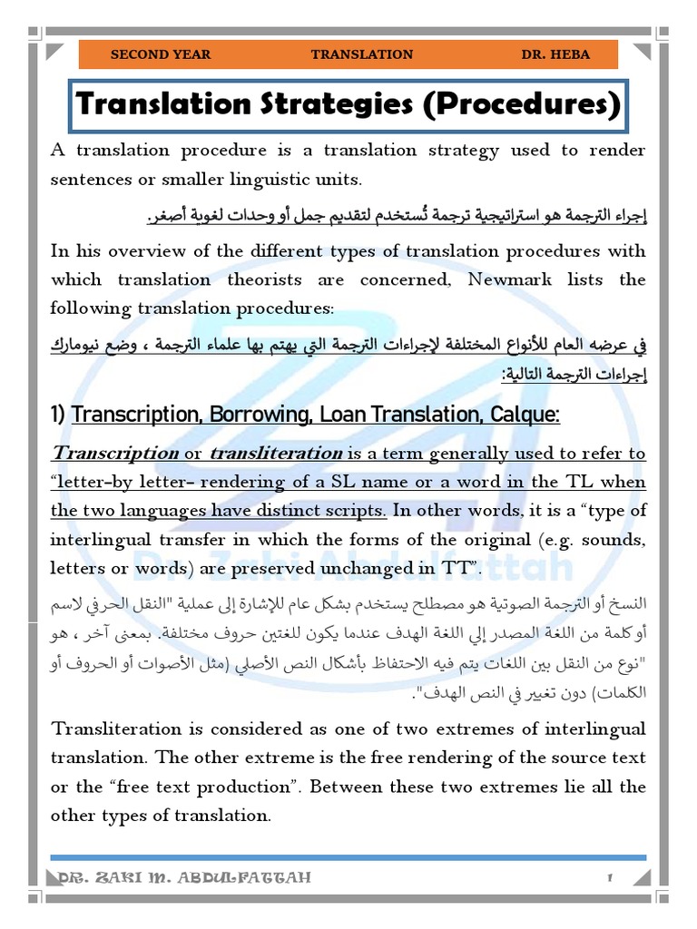 Translation Strategies | PDF