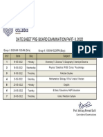 Pre-Board Exam Date Sheet Part-II, 2022