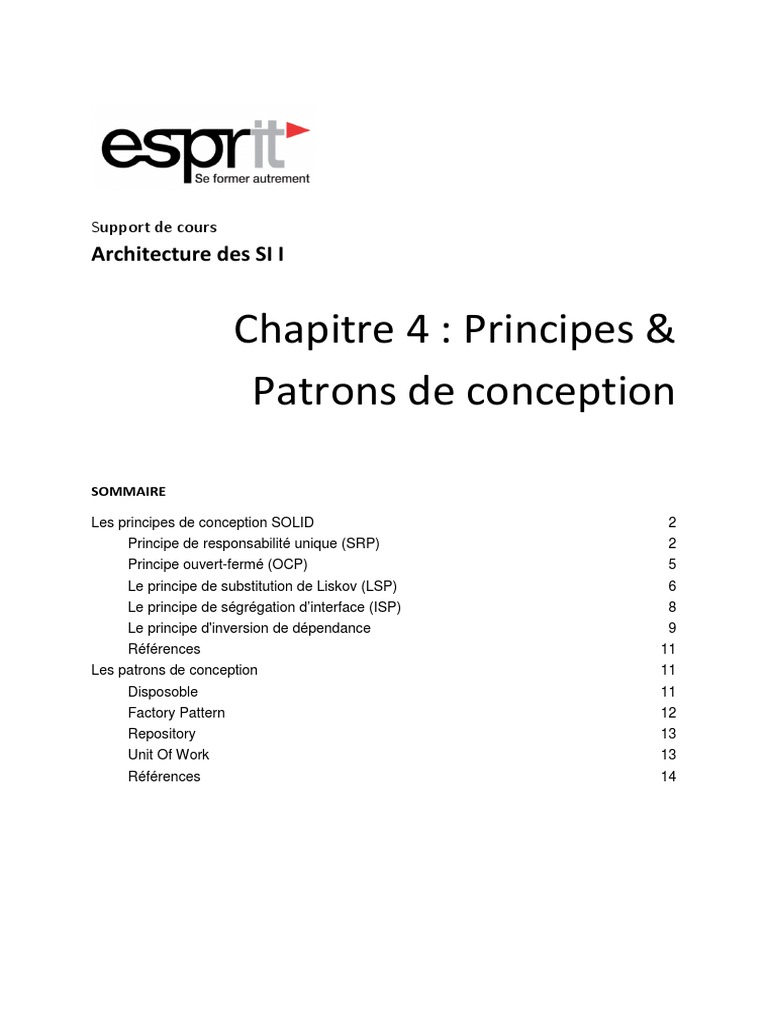 Principe de Liskov et SOLID en SI | PDF | Patron de conception ...