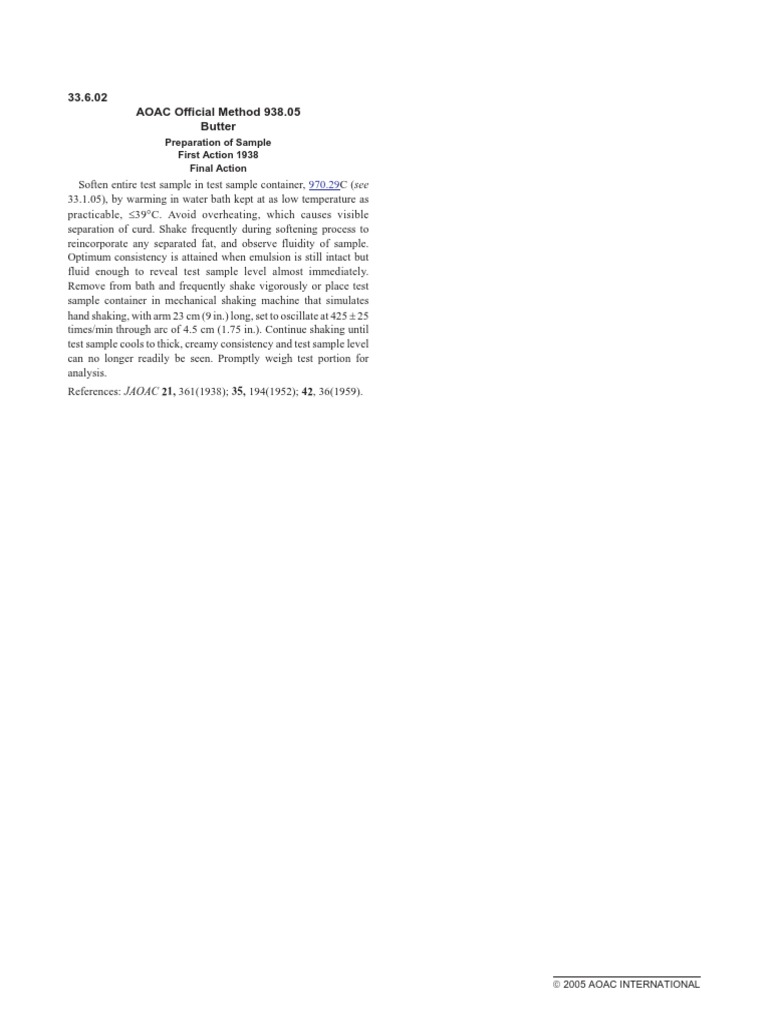 Butter Sample Preparation Method | PDF