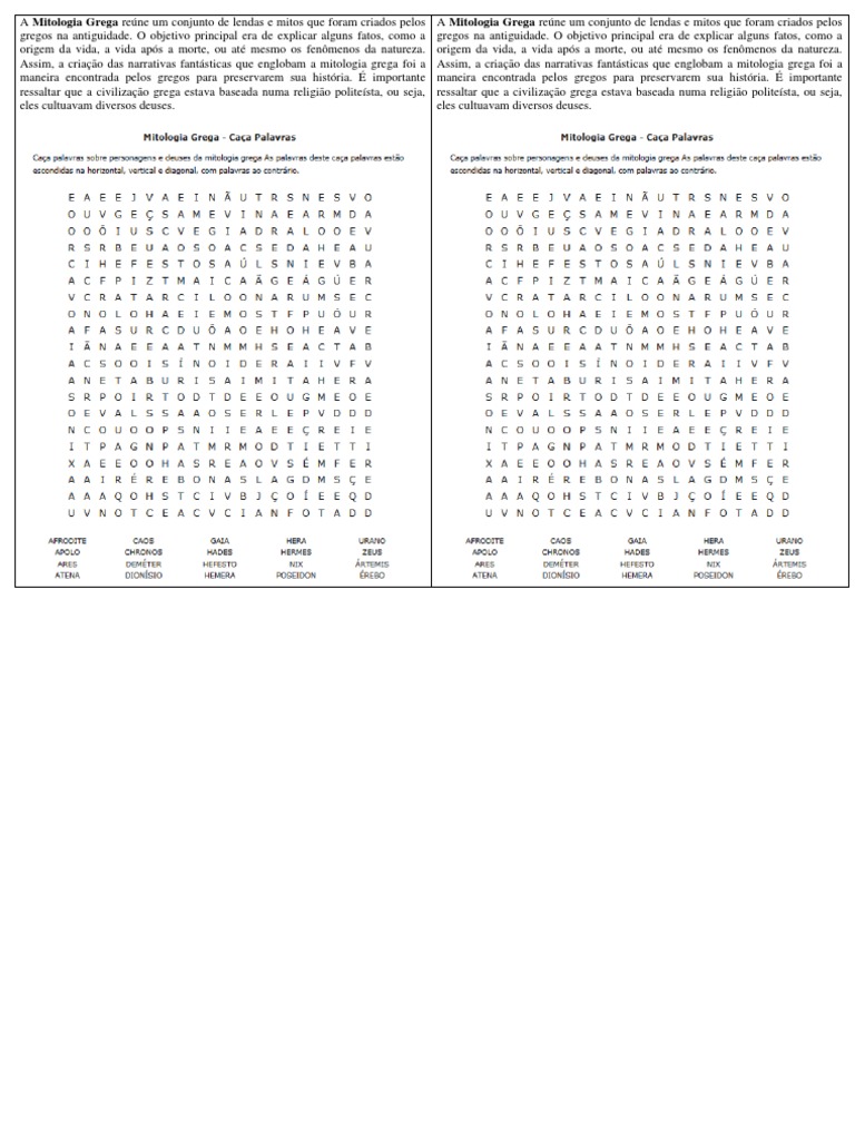 Caça - Palavras - Mitologia Romana - Nível Difícil ( Racha Cuca