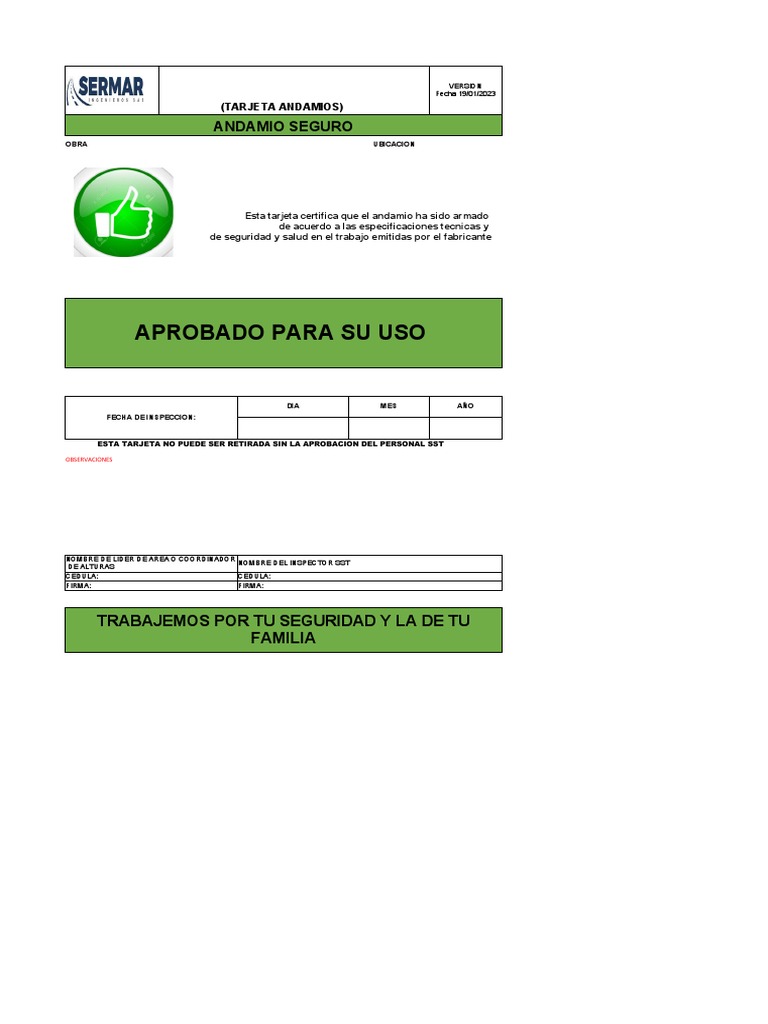 Tarjeta Andamio Verde Pdf
