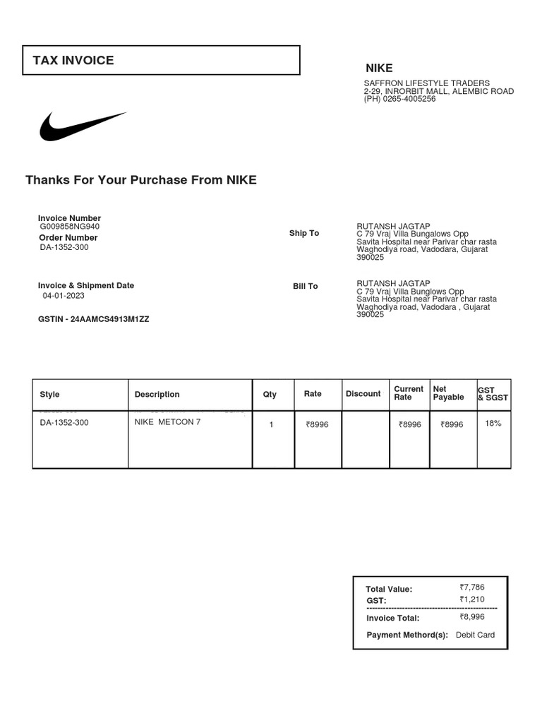 Nike Invoice | PDF