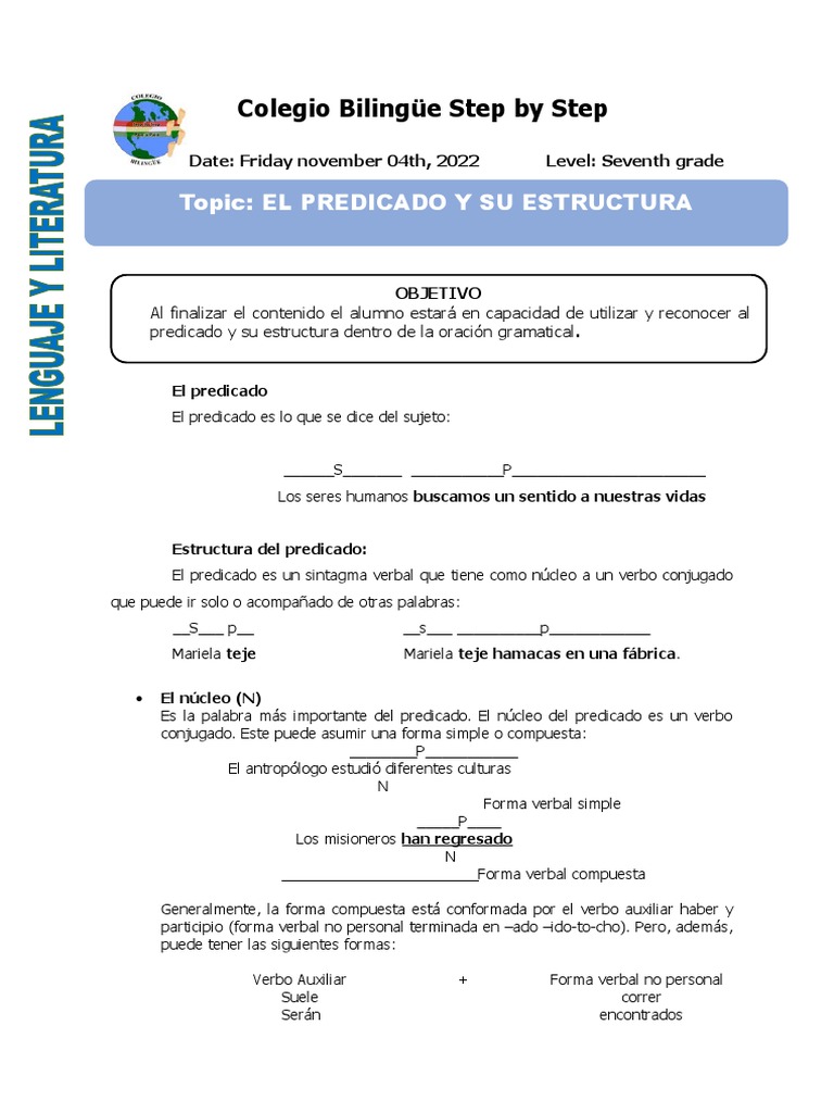 Clase de Lengua y Literatura #85 Séptimo Grado | PDF | Predicado ...