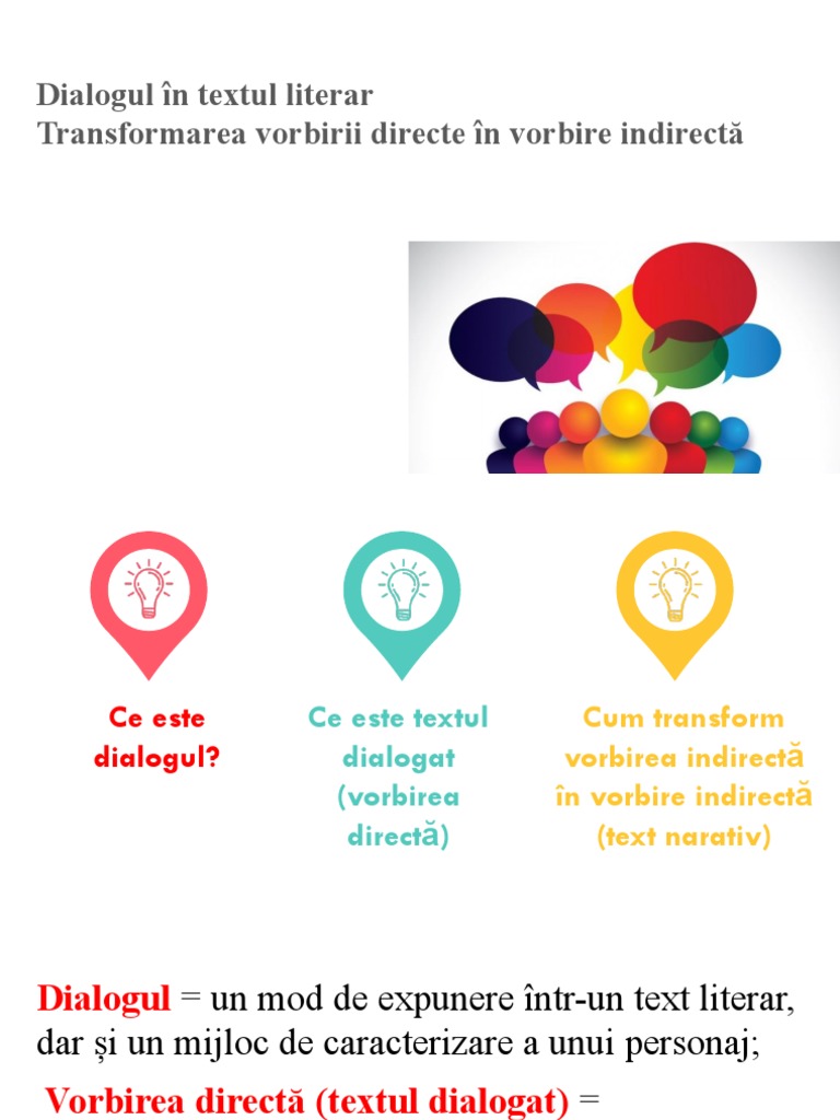 Dialogul În Textul Literar Transformarea Vorbirii Directe În Vorbire ...