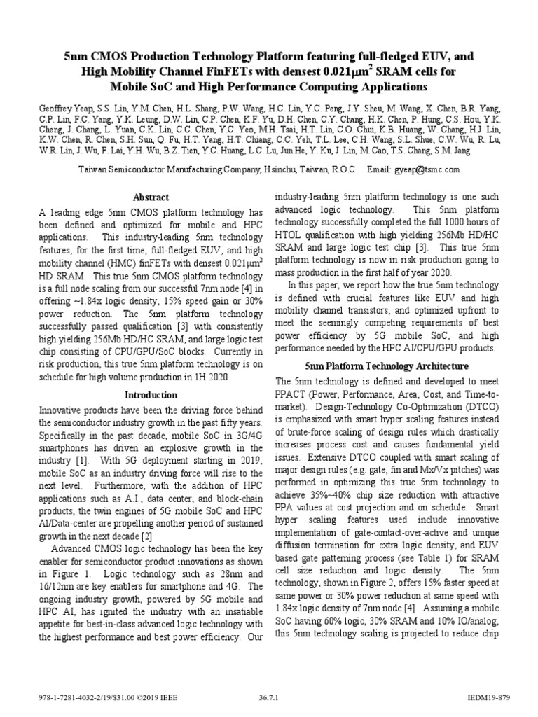 5 NM | PDF | Semiconductor Device Fabrication | System On A Chip