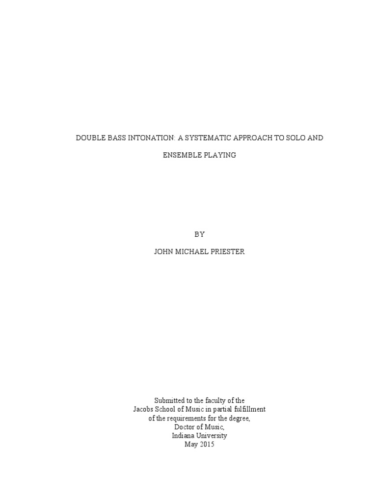 Priester, Michael DOUBLE BASS INTONATION A SYSTEMATIC APPROACH TO SOLO