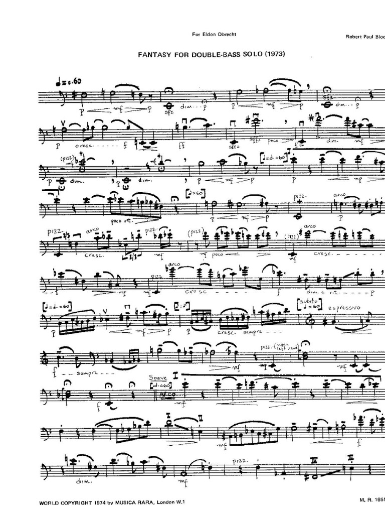 Robert Paul Block Fantasy For Double Bass Solo PDF