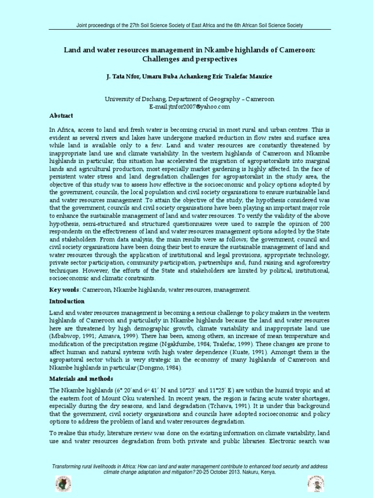 Water Management in Nkambe Highlands | PDF | Natural Resource ...