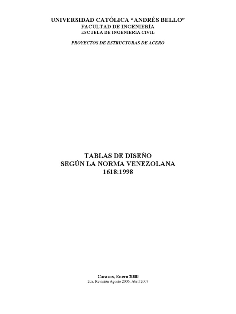 UCAB. Tablas de Diseño | PDF | Acero | Materiales