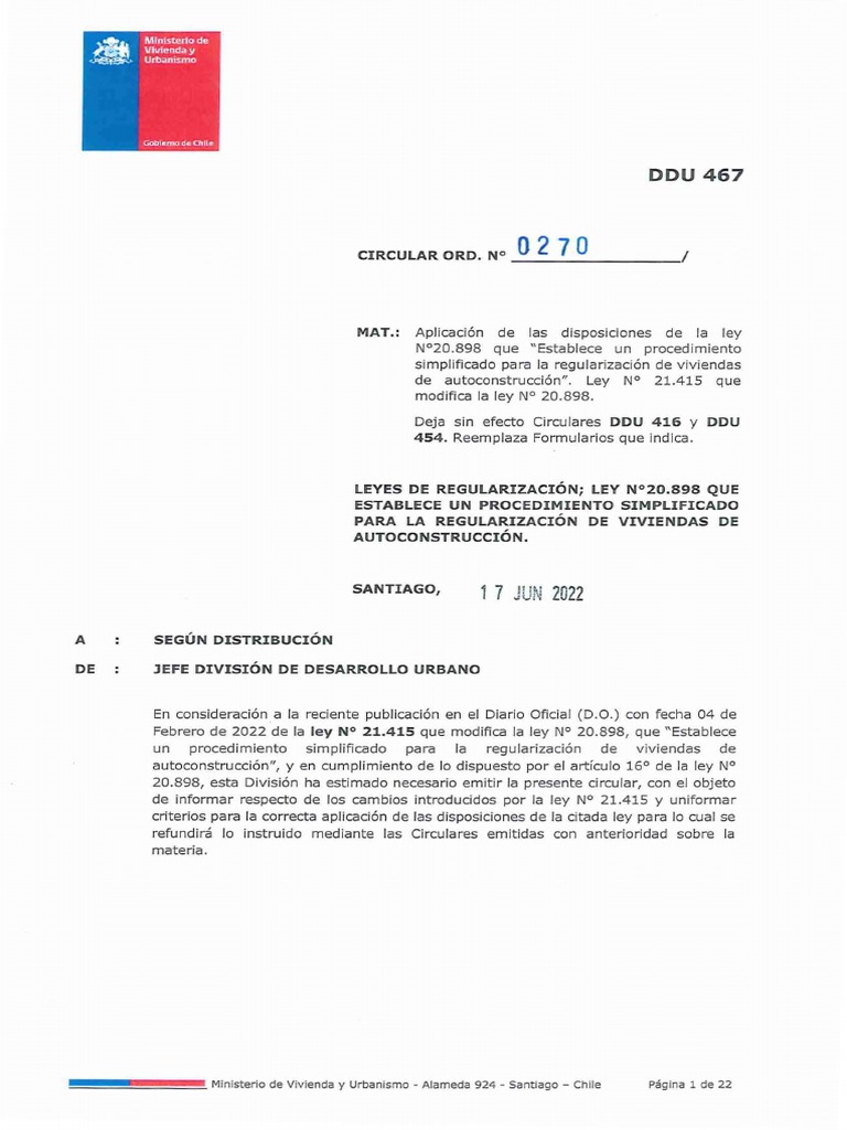 DDU 467: Regularización Ley 20.898 | PDF | Santiago | Ventilación ...