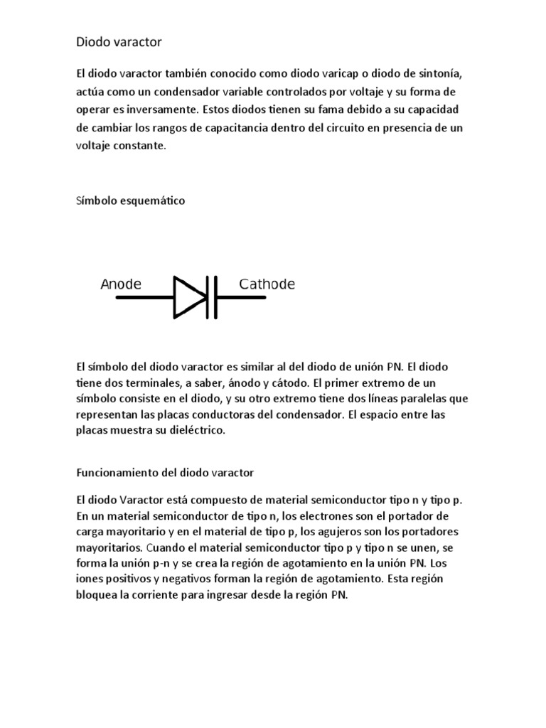 Diodo Varactor | PDF | Diodo | Semiconductores