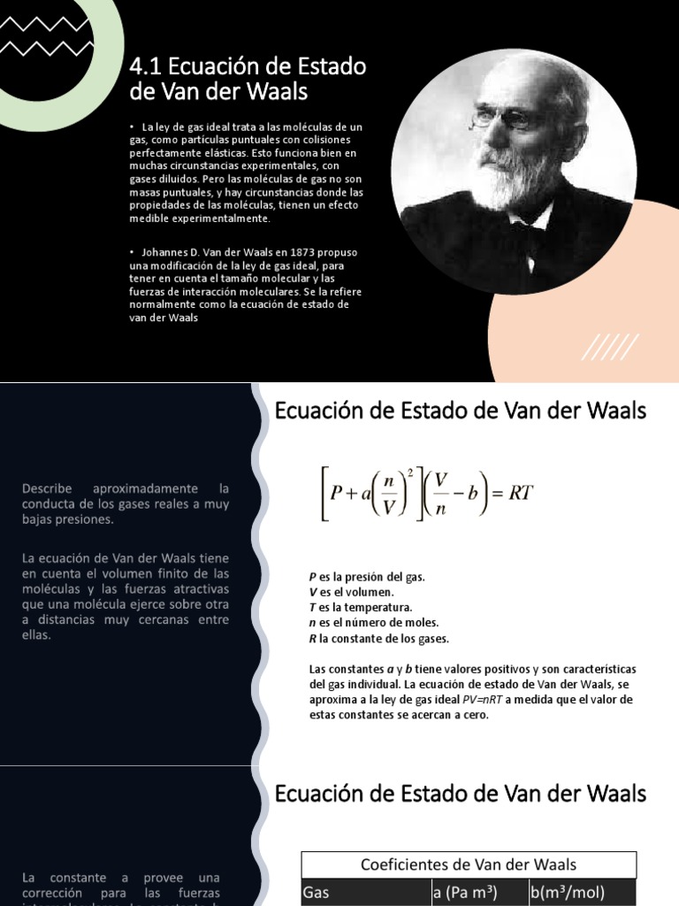 Ecuación de Van der Waals: Gases Reales | PDF | Gases | Física