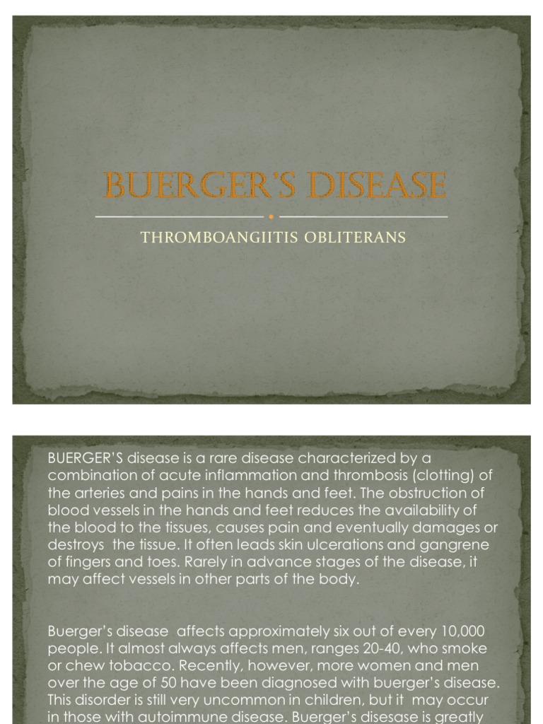 Buerger's Disease PDF Medicine Medical Specialties