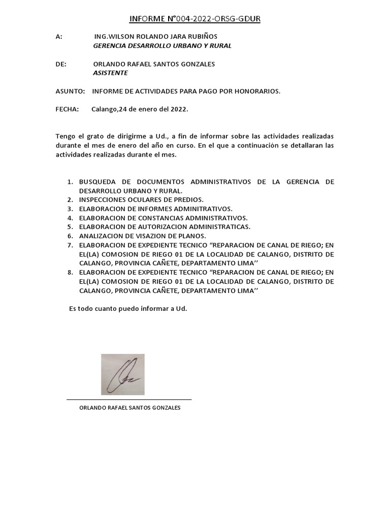 Informe de Actividades N°5-04 | PDF