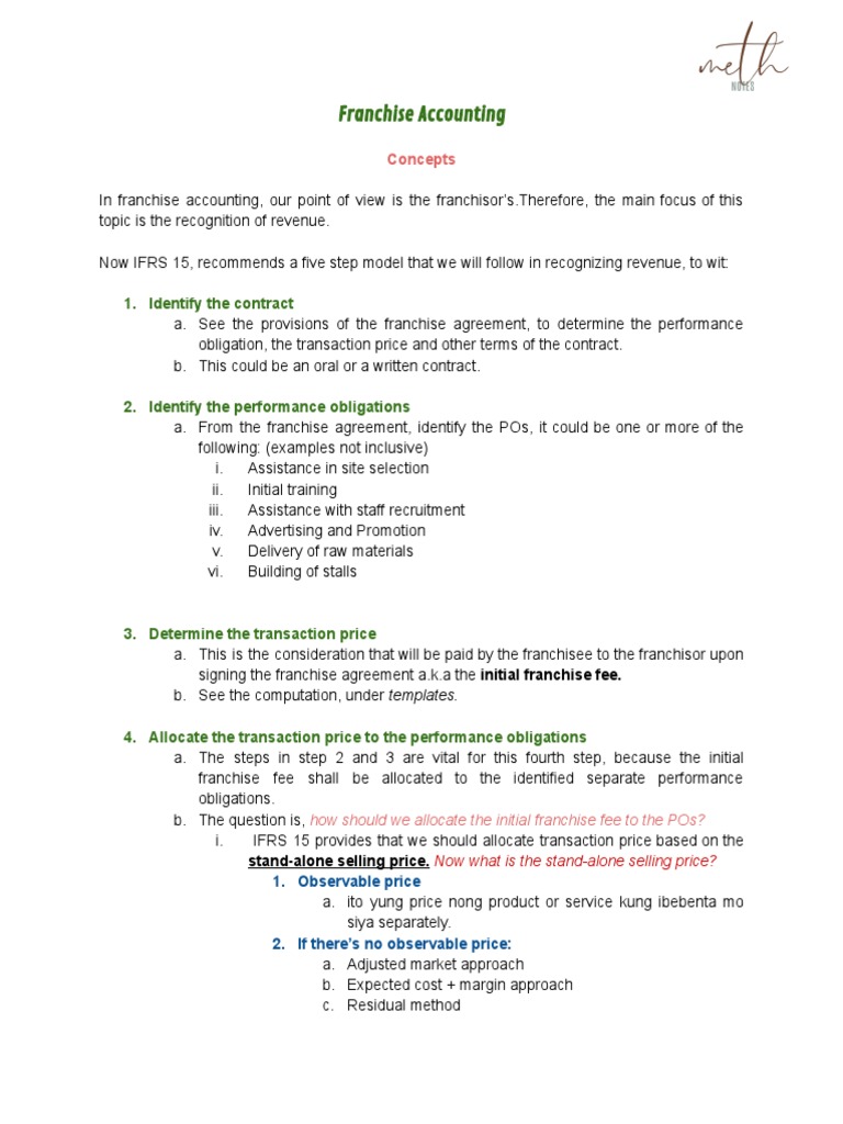 Franchise Fee Revenue Recognition Guide | PDF | Franchising | Revenue