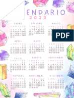 Documento A4 Calendario 2023 Acuarela Ilustrado Multicolor