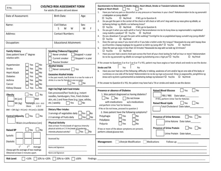 NCD Assessment Form | PDF