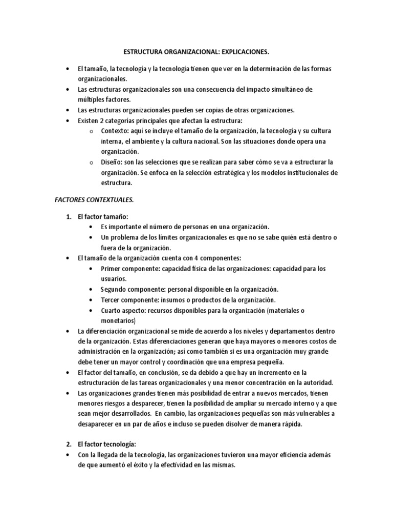 Estructura Organizacional y Factores Clave | PDF | Economias | Business