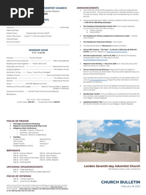church bulletin - february 18 2023