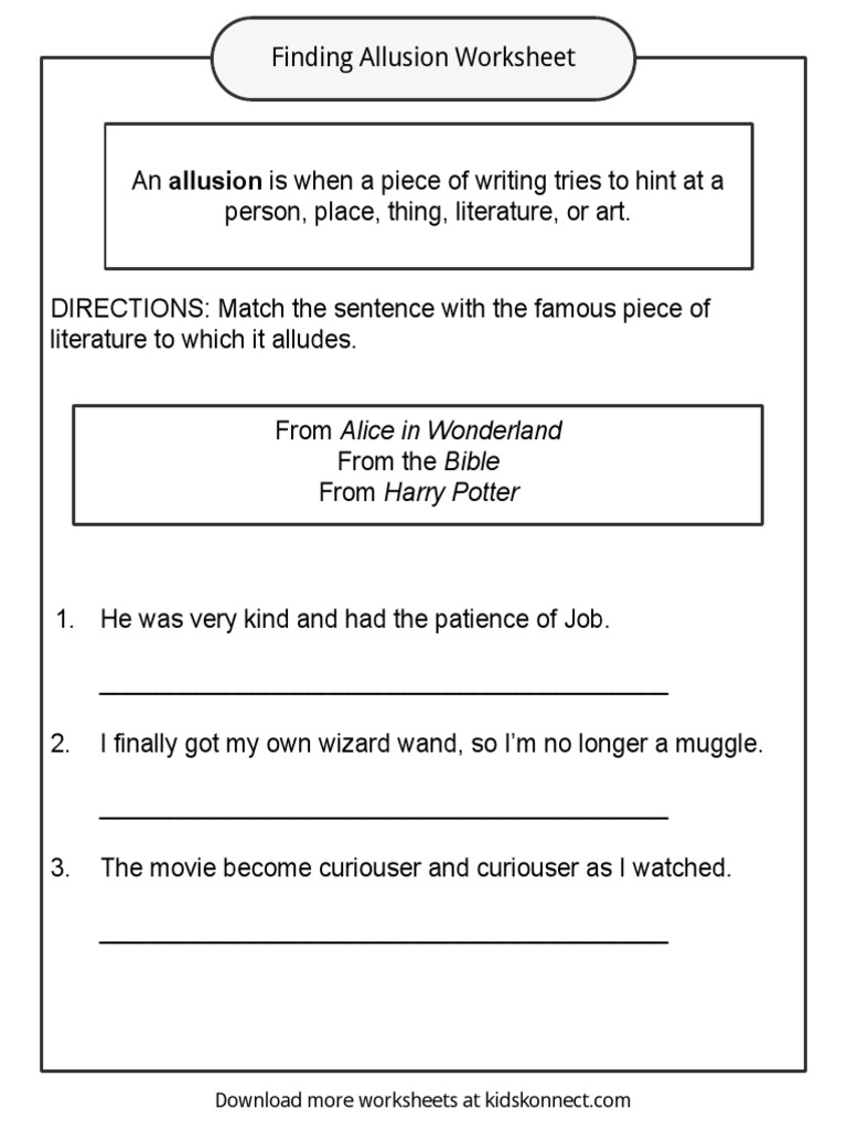Allusion Worksheets PDF