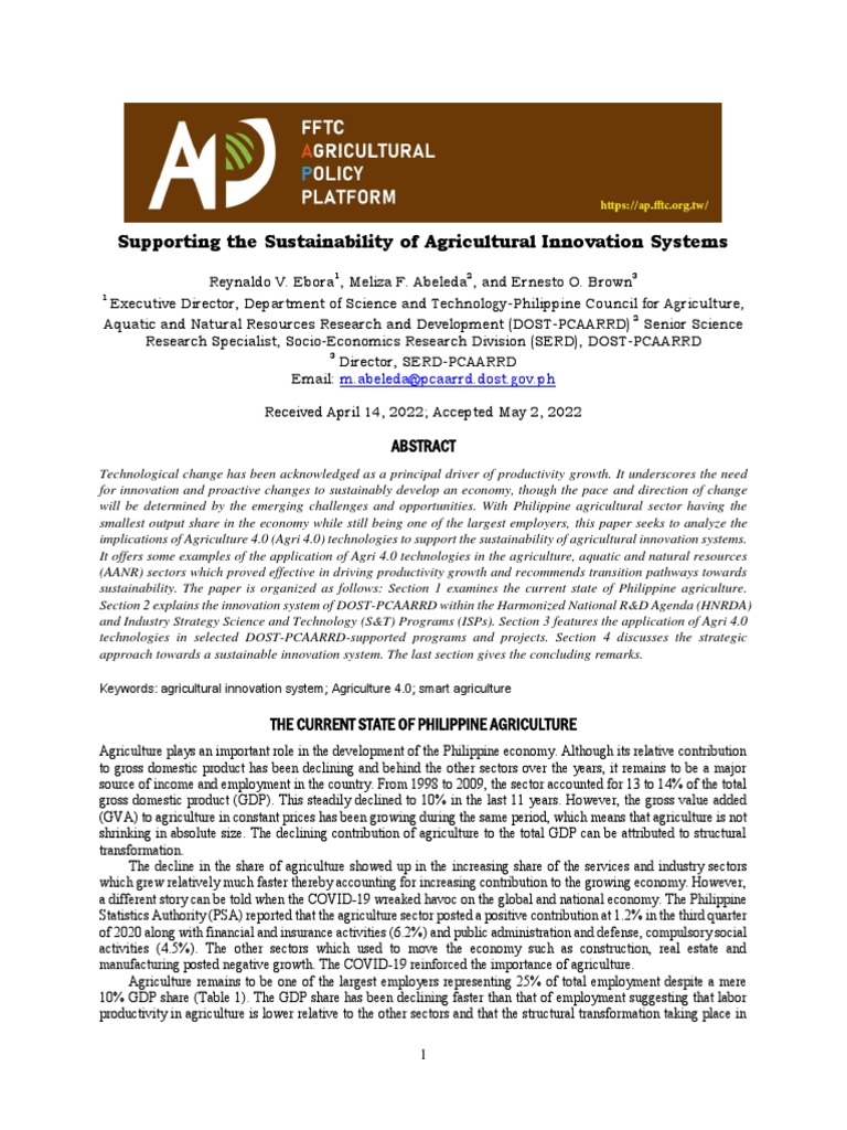 Current State of Philippine Agriculture | PDF | Agriculture | Internet ...