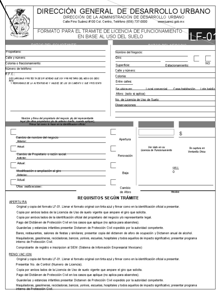 Formato de Licencia de Funcionamiento | PDF | Privacidad de la ...