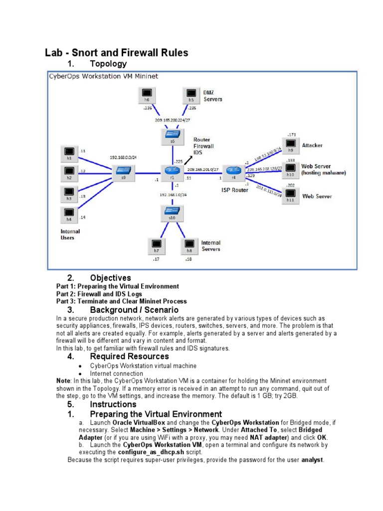 Snort and Firewall Rules Lab Guide | PDF | Firewall (Computing ...