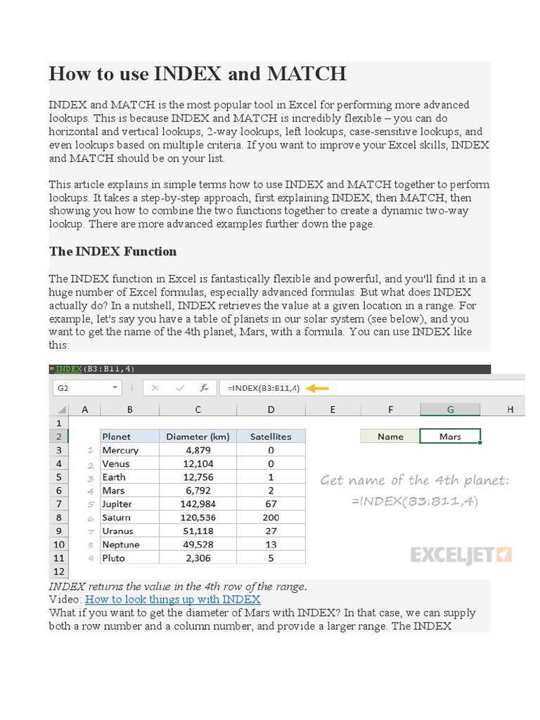 How To Use Index and Match | Download Free PDF | Database Index ...
