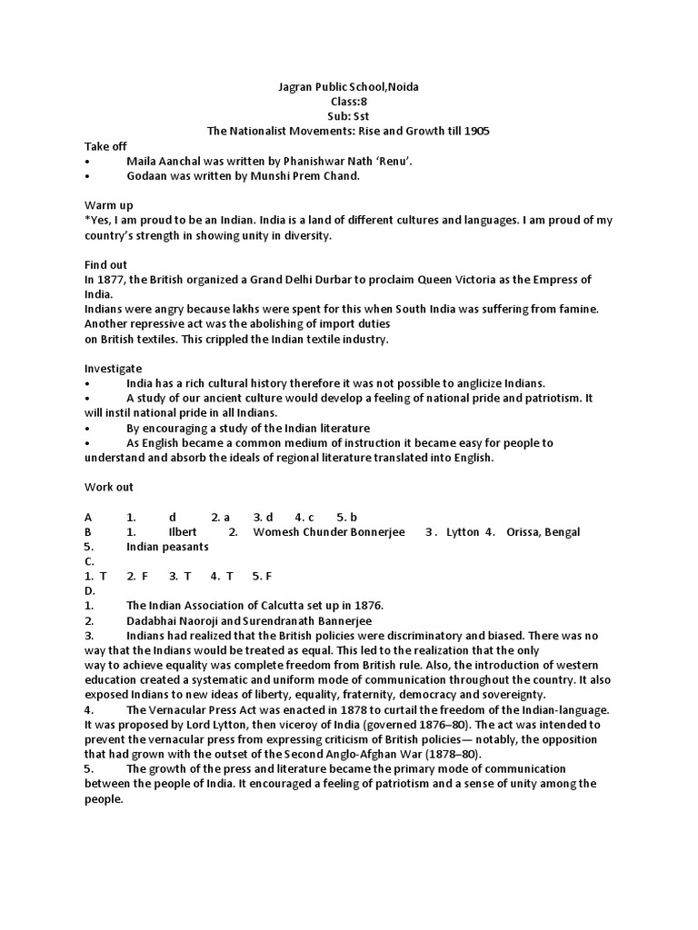 The nationalist movement pdf british raj