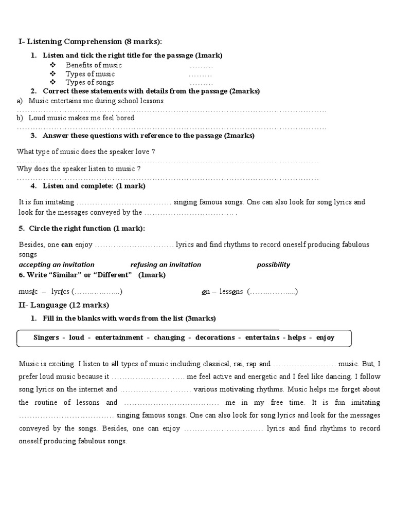 Listening Comprehension for 8th Form | PDF | Cognition
