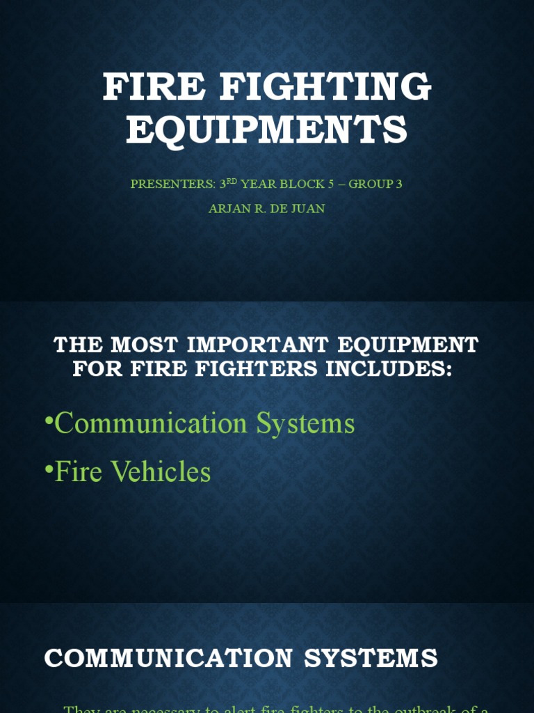 Fire Fighting Equipments Report PDF Firefighter Fire Engine