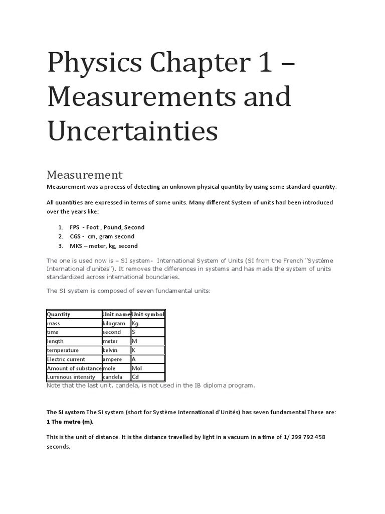 Physics Notes | PDF | Significant Figures | International System Of Units