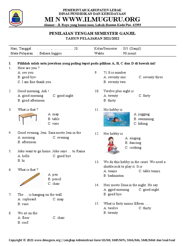 Pts I Bhs Inggris Kelas Ii Pdf