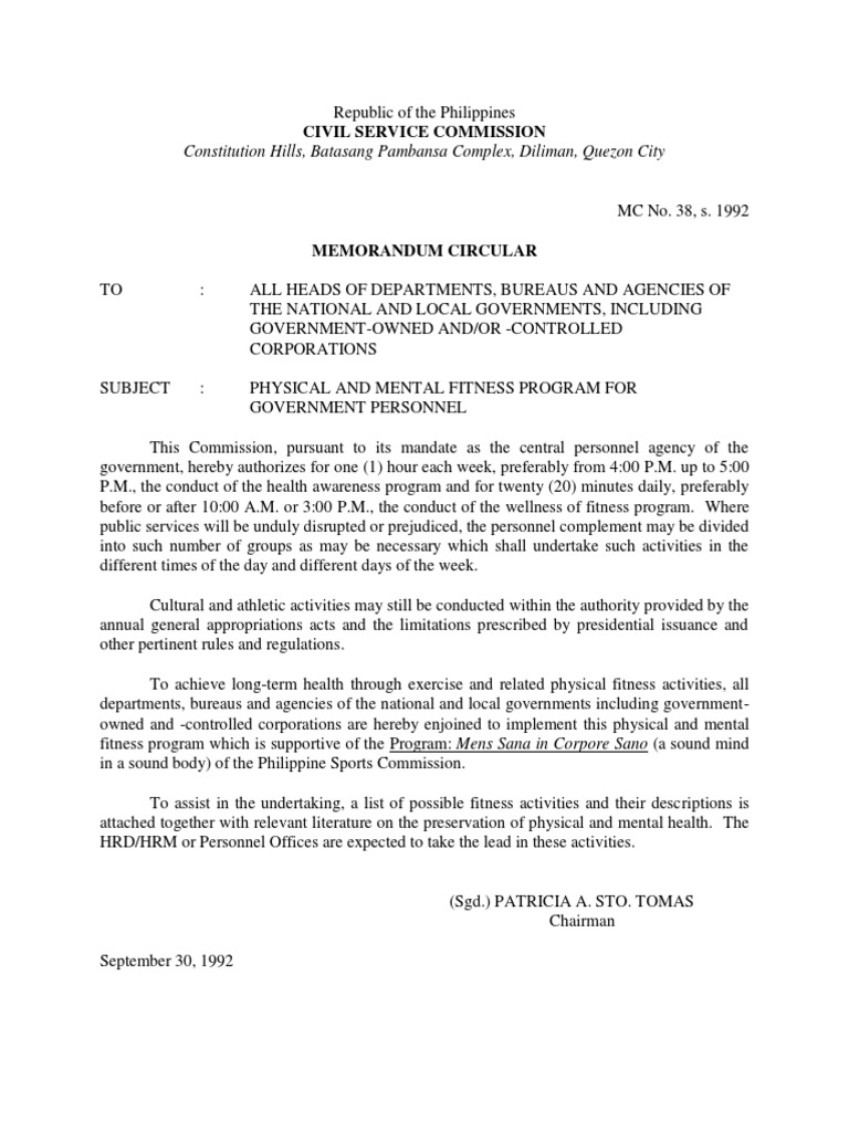 CSC Physical and Mental Fitness Program | PDF | Physical Fitness