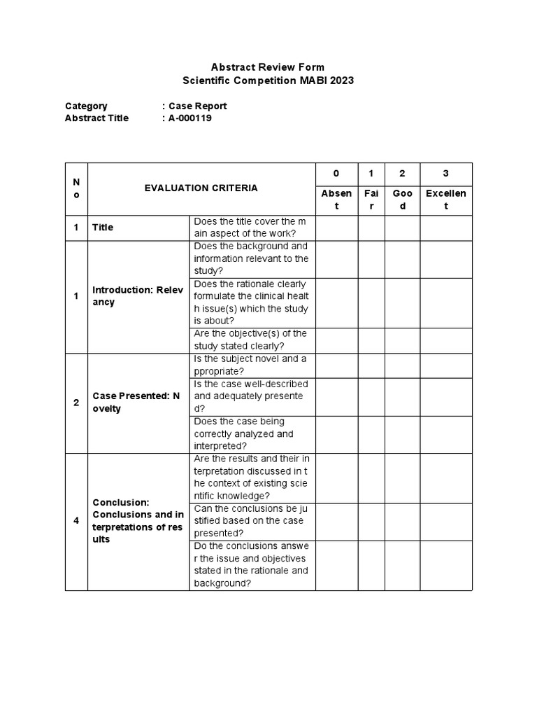 MABI 2023 Case Report Review Form | PDF | Cognition | Cognitive Science