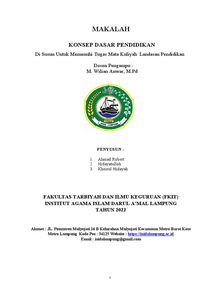 Konsep Dasar Pendidikan dan Tujuannya | PDF | Ilmu Sosial | Sains ...