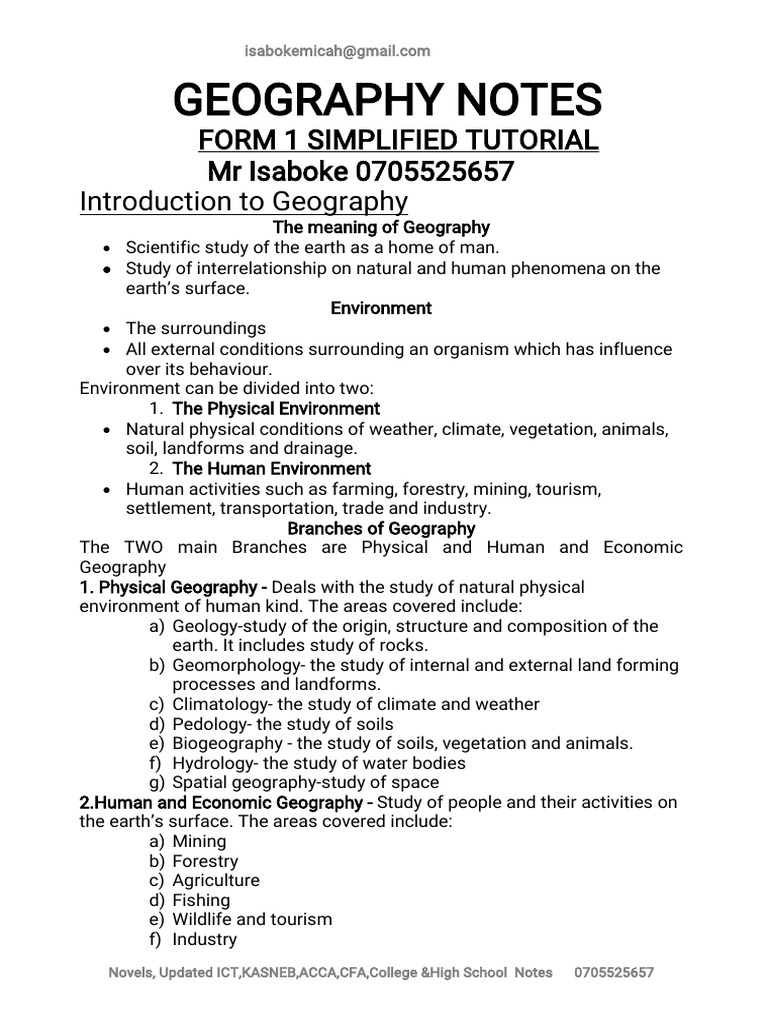 Form 1 Geography Notes Overview | PDF | Sky | Bodies Of The Solar System