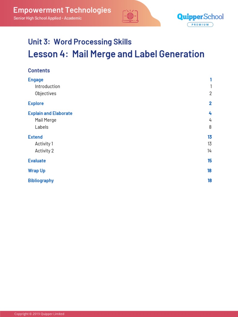 Lesson 4 Mail Merge and Label Generation 0 Download Free PDF