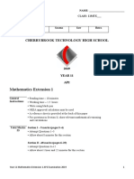 Year 11 Mathematics Extension 1 AP2 Examination 2019 Final