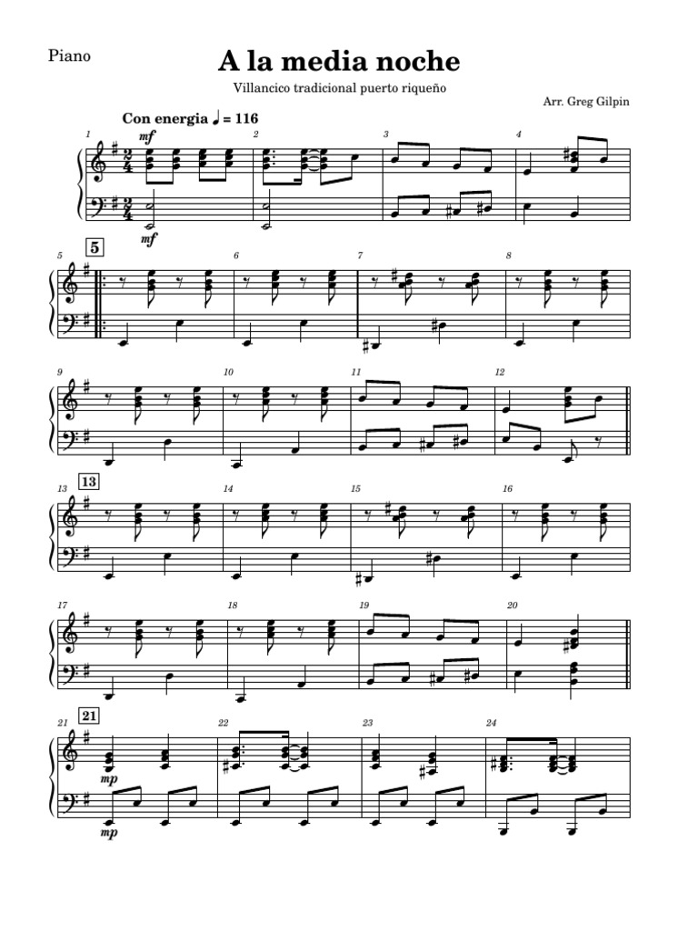 A la Media Noche - Greg Gilpin Arr. | PDF