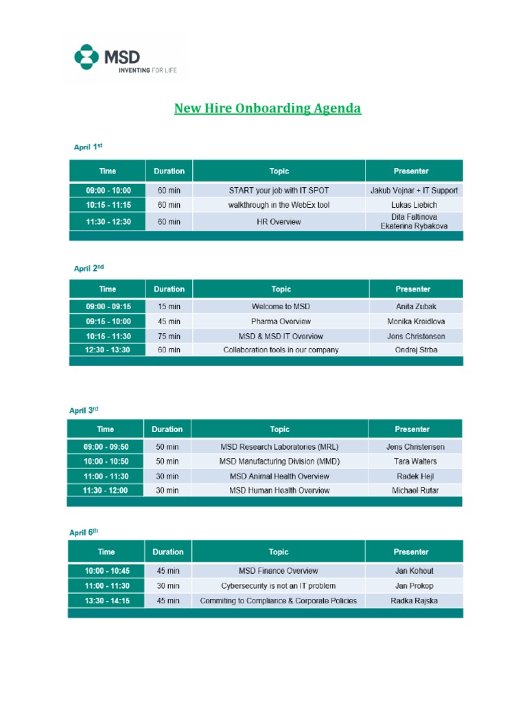 Induction Schedule April 2020 PDF