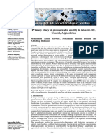 Primary Study of Groundwater Quality in Ghazni City, Ghazni, Afghanistan