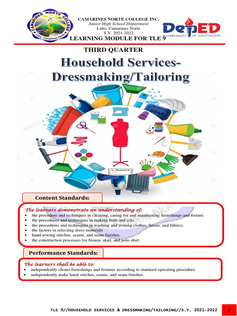 Tle 9 Module Q3 Sy 2021-22 | PDF | Seam (Sewing) | Sewing