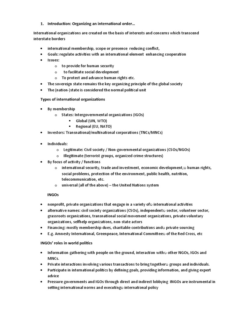 Types and Roles of International Organizations | PDF | United Nations ...