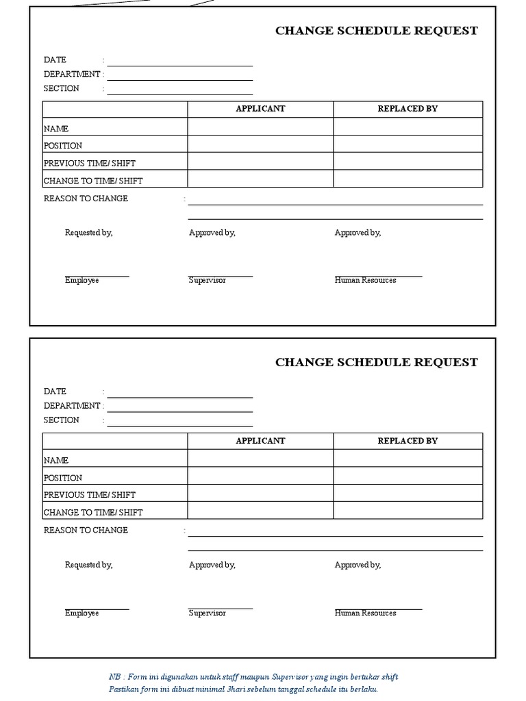 Change schedule form pdf